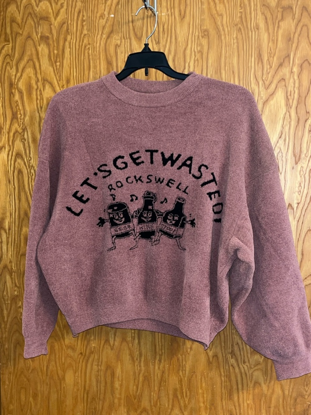 Rocks Mauve Graphic Crewneck Sweater - "Let's Get Wasted"
